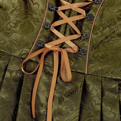 Dames Dirndl Jurk met Kanten Blouse, Geborduurde Schort en Rijgsluiting