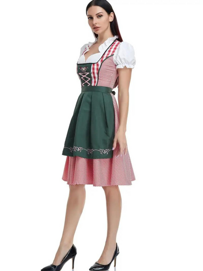 Dames Dirndl Jurk met Schort en Vetersluiting voor Oktoberfest