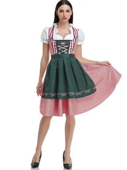 Dames Dirndl Jurk met Schort en Vetersluiting voor Oktoberfest