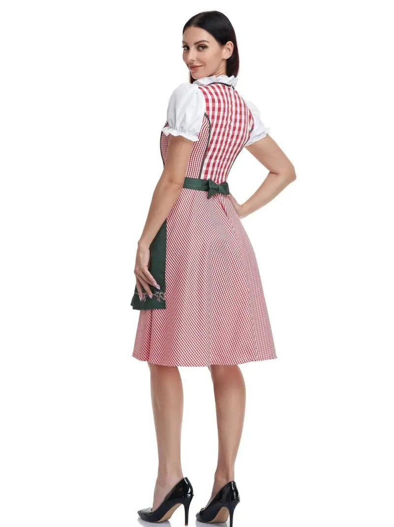 Dames Dirndl Jurk met Schort en Vetersluiting voor Oktoberfest