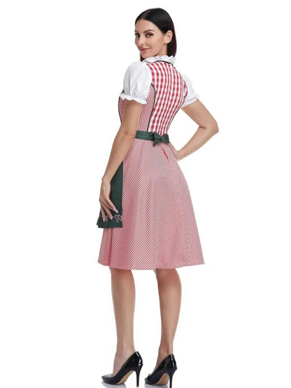 Dames Dirndl Jurk met Schort en Vetersluiting voor Oktoberfest