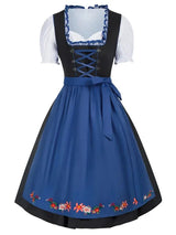 Dames Dirndl Jurk met Vetersluiting en Schort voor Oktoberfest