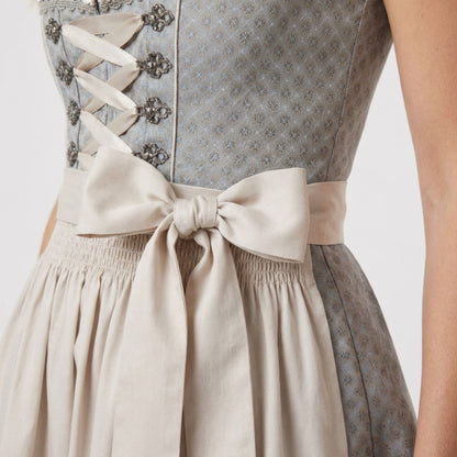 Dames Dirndl Midi-jurk Mouwloos met Schort en Vetersluiting