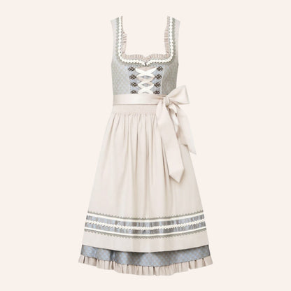 Dames Dirndl Midi-jurk Mouwloos met Schort en Vetersluiting