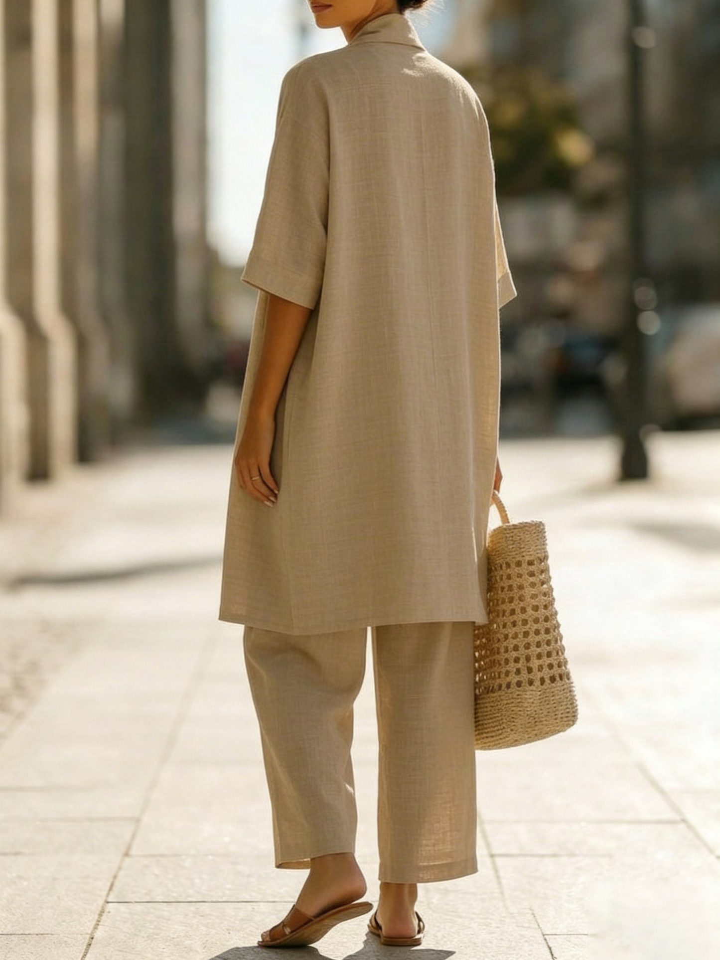 Dames Driedelig Kledingset met Kimono Cardigan, Top en Wijde Broek