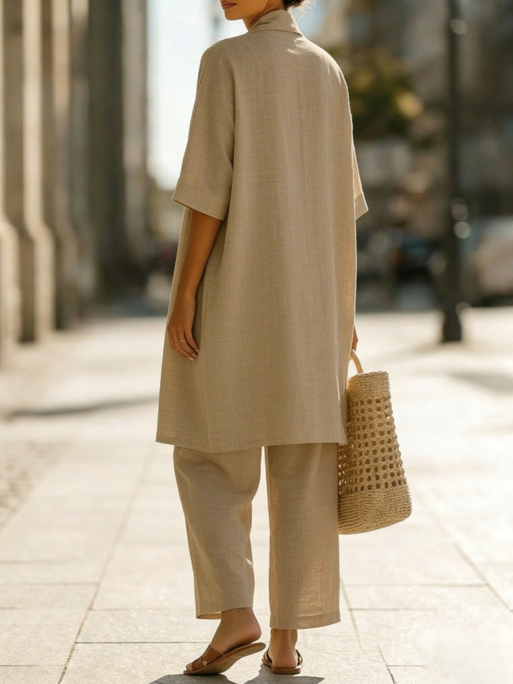 Dames Driedelig Kledingset met Kimono Cardigan, Top en Wijde Broek