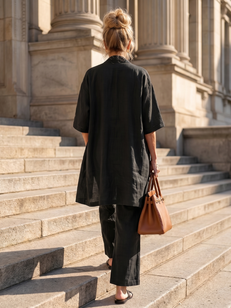 Dames Driedelig Kledingset met Longline Cardigan, Tank Top en Wijde Broek