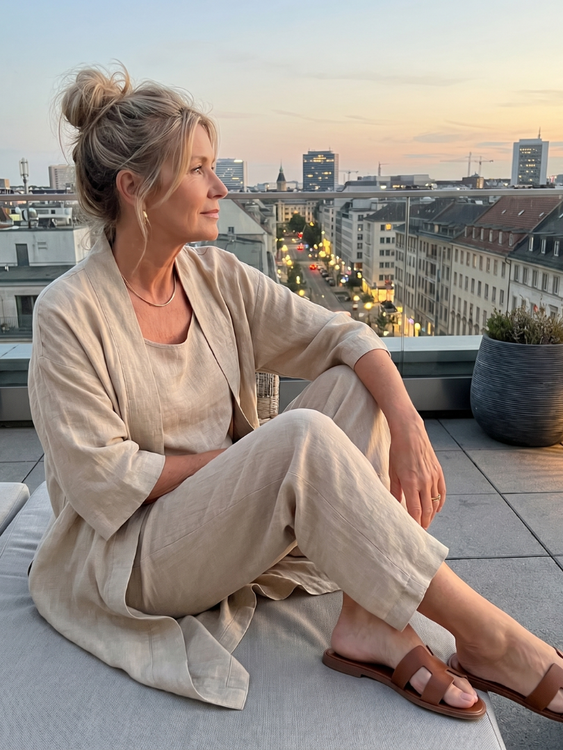 Dames Driedelig Kledingset met Longline Cardigan, Tank Top en Wijde Broek