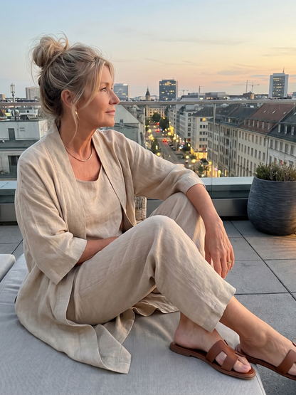Dames Driedelig Kledingset met Longline Cardigan, Tank Top en Wijde Broek
