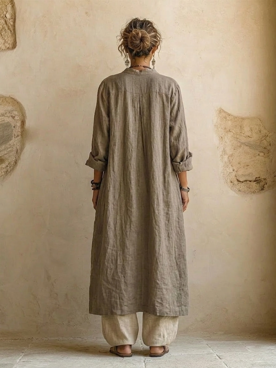 Dames Driedelig Kledingset met Wide-Leg Broek, Blouse en Lange Cardigan