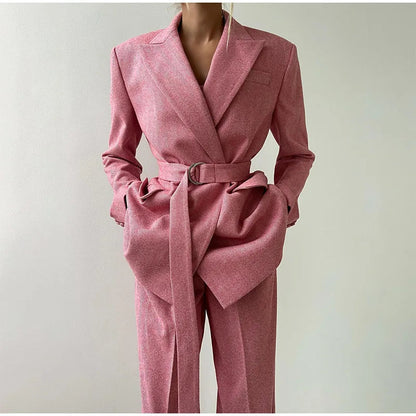 Dames Driedelig Kostuum met Corset Top, Blazer en Wijde Broek