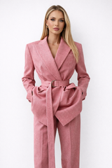 Dames Driedelig Kostuum met Corset Top, Blazer en Wijde Broek