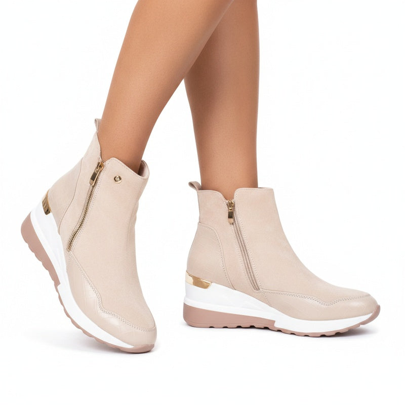 Dames Enkelboots met Sleehak en Ritssluiting