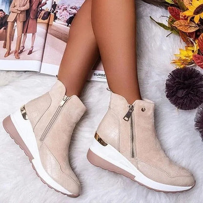Dames Enkelboots met Sleehak en Ritssluiting