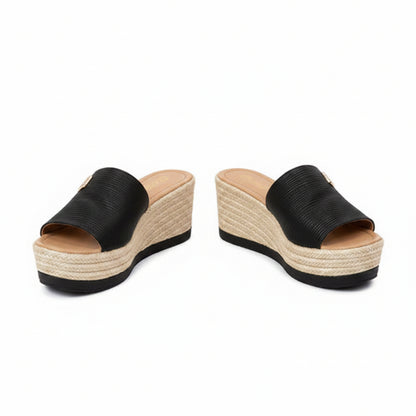 Dames Espadrille Sleehak Sandalen met Gevlochten Platform en Open Teen