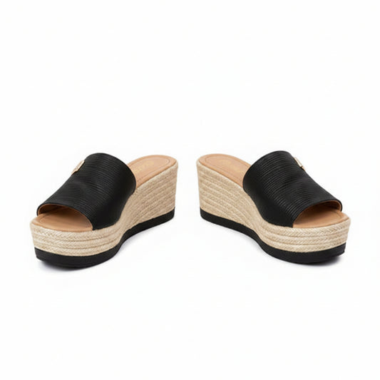 Dames Espadrille Sleehak Sandalen met Gevlochten Platform en Open Teen