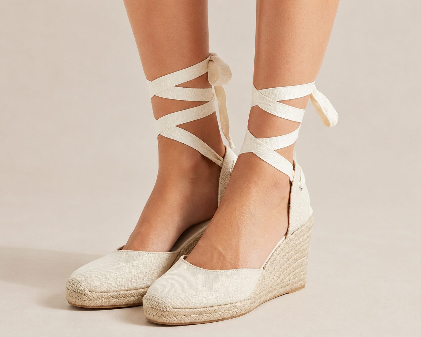 Dames Espadrilles op Sleehak met Enkelbandjes