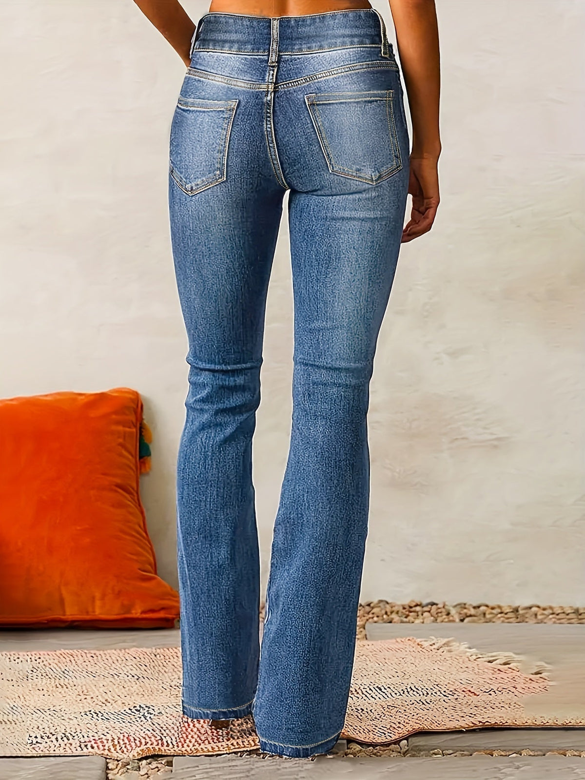 Dames Flare Jeans met Hoge Taille en Straight Pijpen