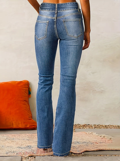 Dames Flare Jeans met Hoge Taille en Straight Pijpen