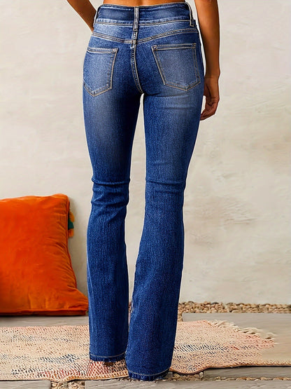 Dames Flare Jeans met Hoge Taille en Straight Pijpen