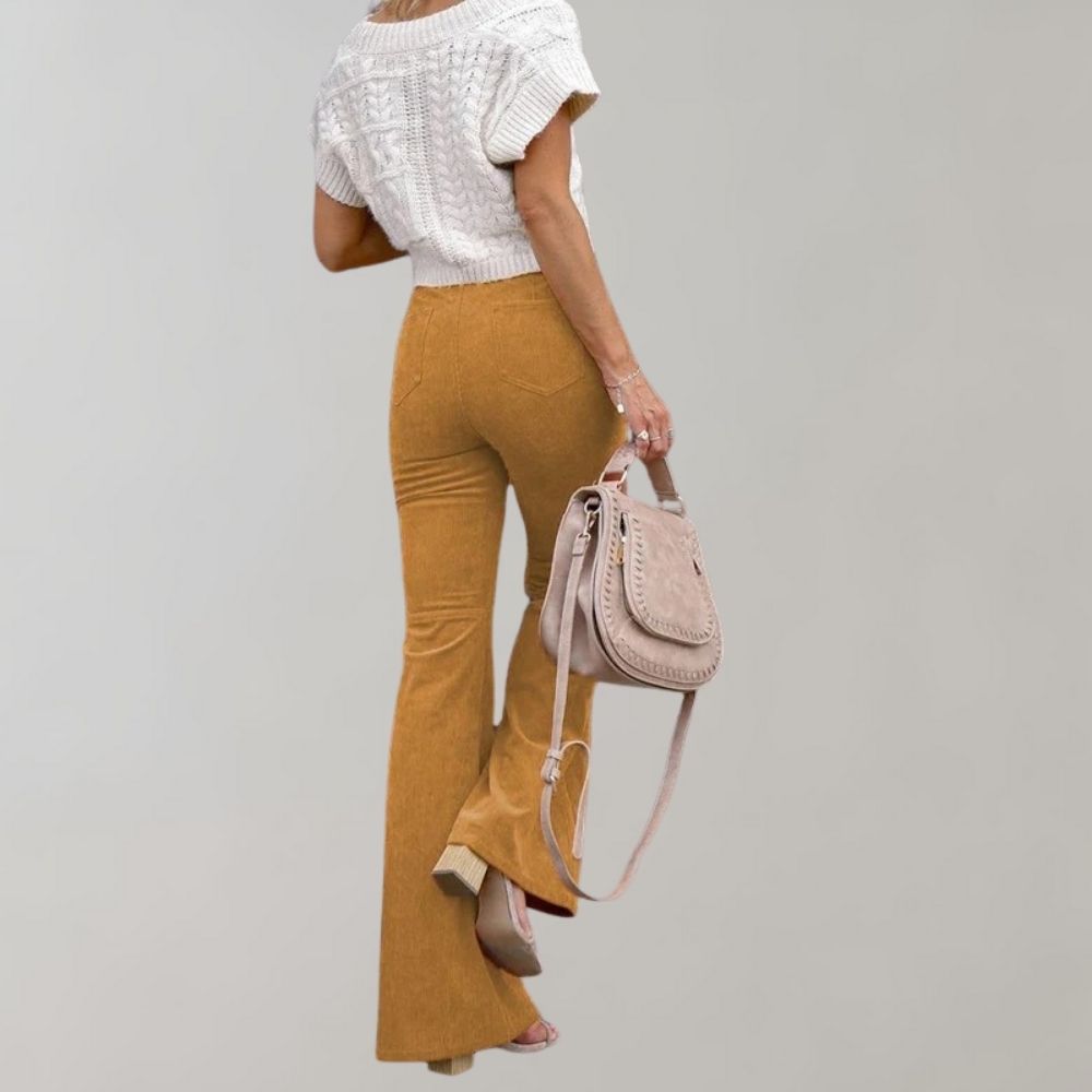Dames Flared Broek Hoge Taille met Wijde Pijpen