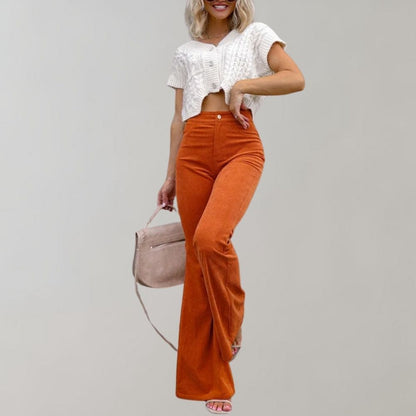 Dames Flared Broek Hoge Taille met Wijde Pijpen Oranje