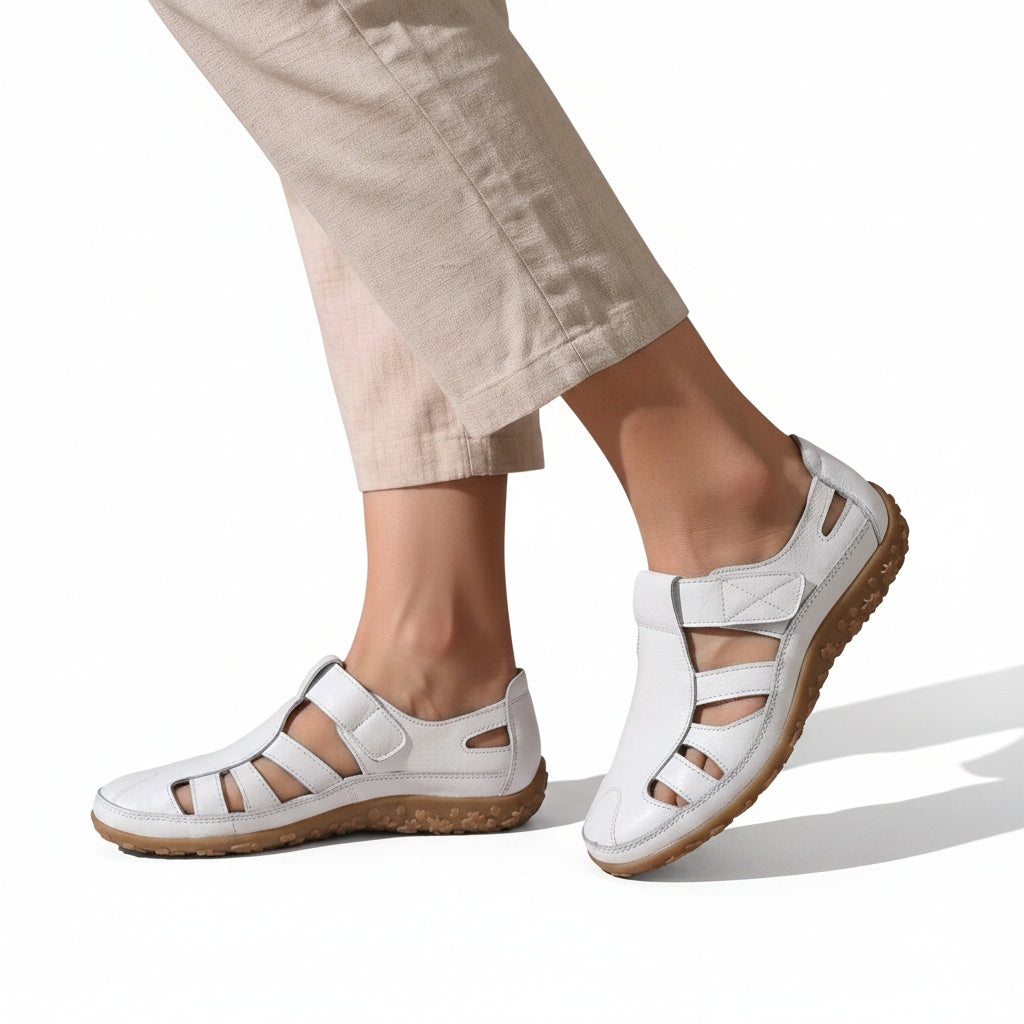 Dames Gesloten Sandalen met Klittenband en Uitsnijdingen