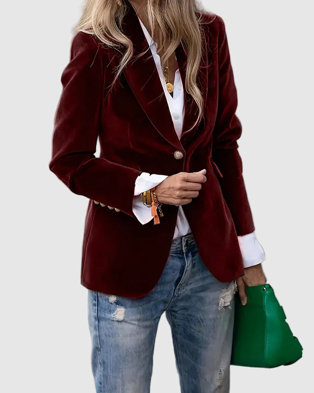Dames Getailleerde Blazer met Reverskraag en Eén Knoop