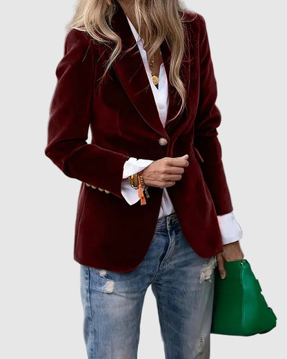 Dames Getailleerde Blazer met Reverskraag en Eén Knoop