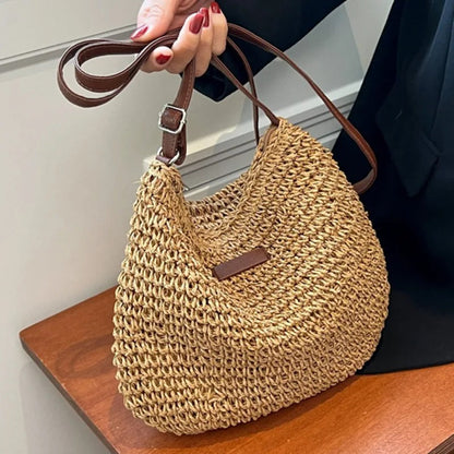 Dames Gevlochten Shoulder Bag met Verstelbare Riem en Ritssluting