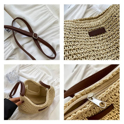 Dames Gevlochten Shoulder Bag met Verstelbare Riem en Ritssluting