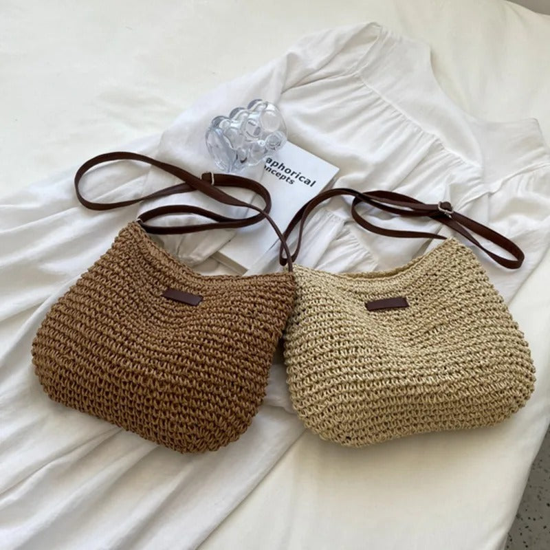 Dames Gevlochten Shoulder Bag met Verstelbare Riem en Ritssluting