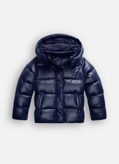 Dames Gewatteerde Puffer Jas met Capuchon en Ritssluiting Blauw