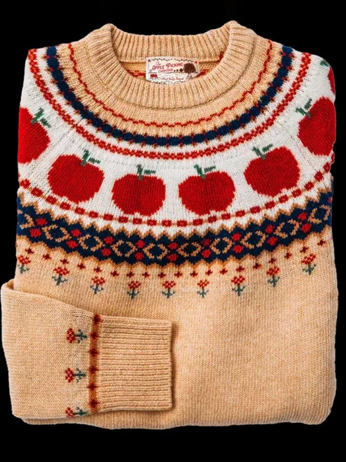 Dames Halloween Sweater met Ronde Hals en Fair Isle Patroon Apple Fair Isle