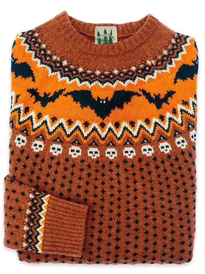 Dames Halloween Sweater met Ronde Hals en Fair Isle Patroon Halloween Fair Isle