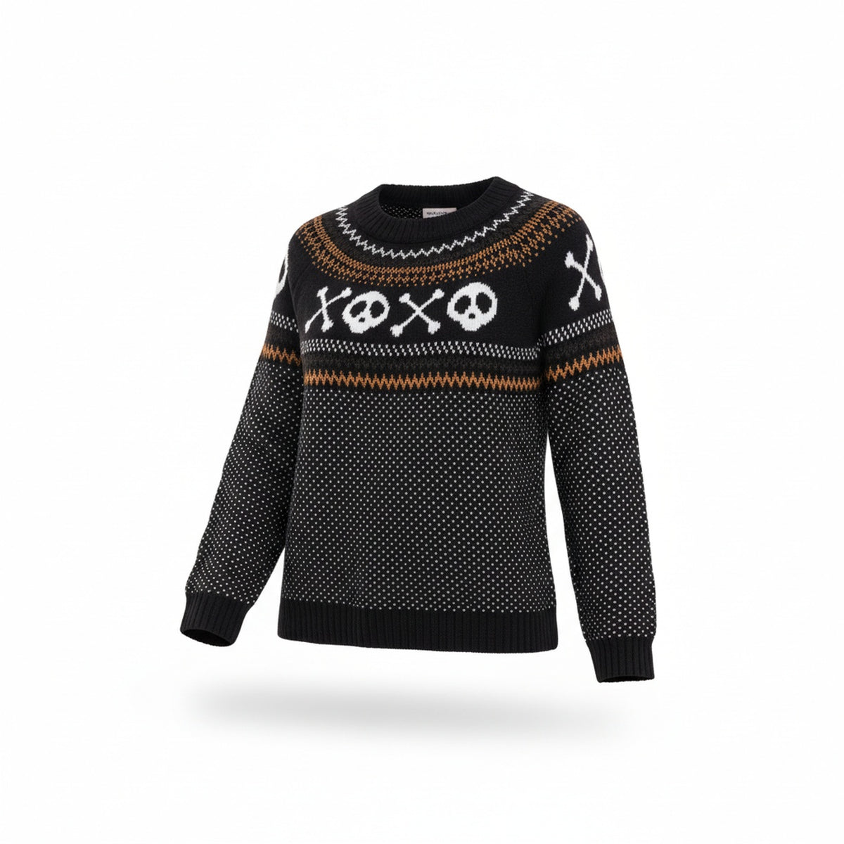 Dames Halloween Sweater met Ronde Hals en Schedel Kruisbeenprint Oversized