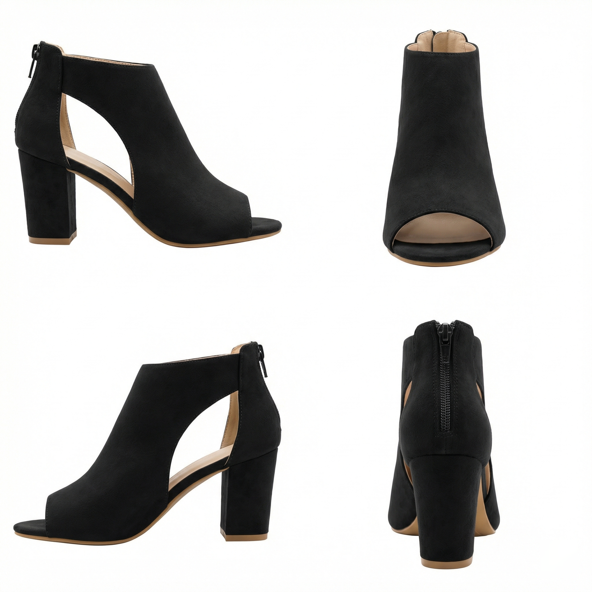Dames High Heels met T-bandje en Peep Toe Ritssluiting