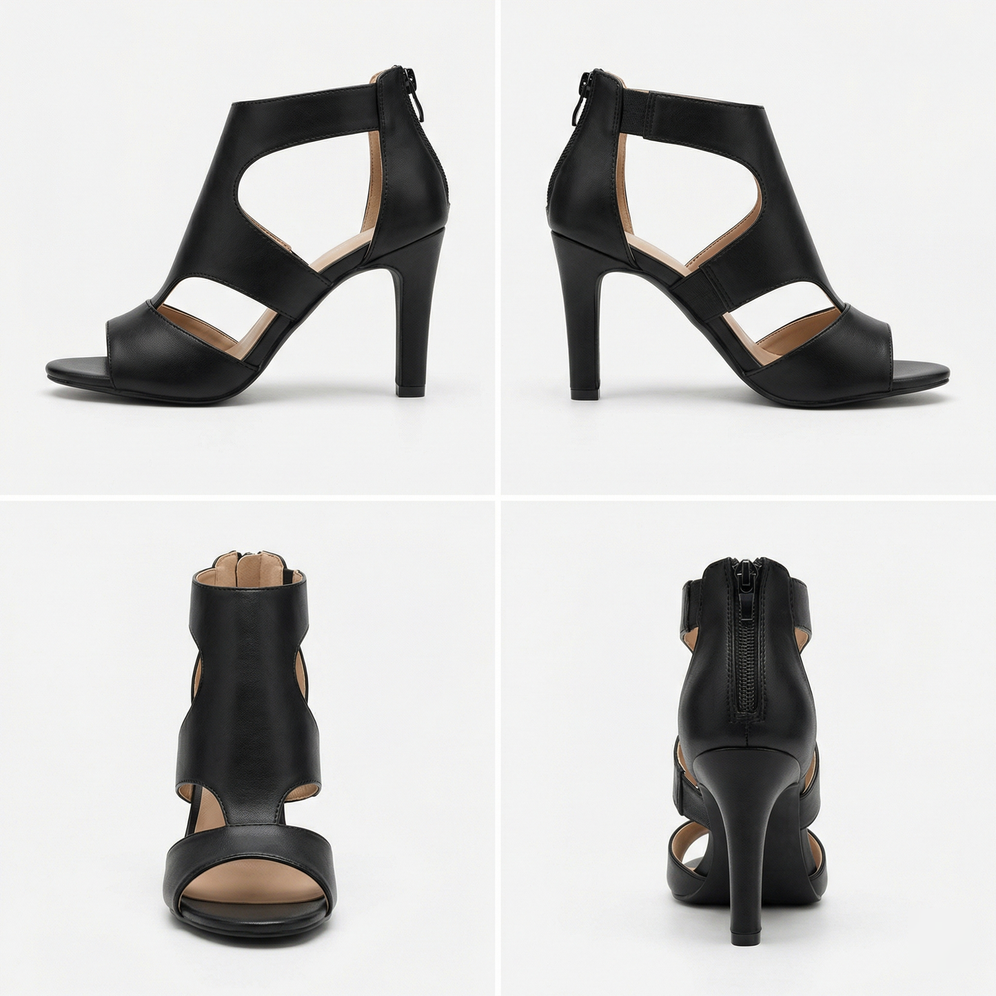 Dames High Heels met T-bandje en Peep Toe Ritssluiting