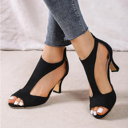 Dames High Heels Sandalen met Peep Toe en Blokhak