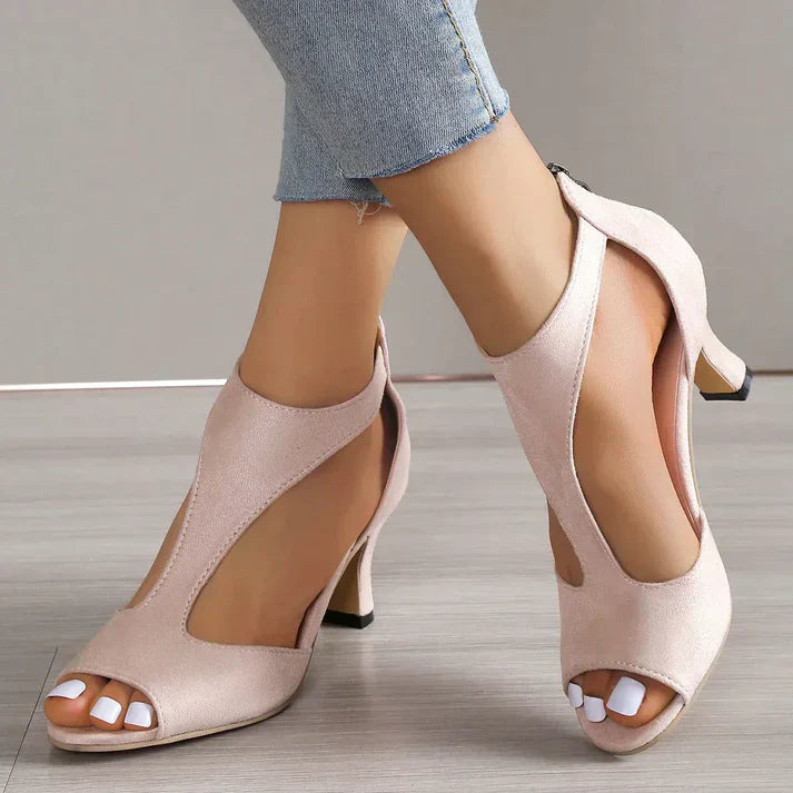 Dames High Heels Sandalen met Peep Toe en Blokhak
