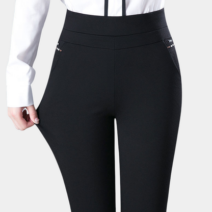 Dames Hoge Taille Broek met Stretch Zwart