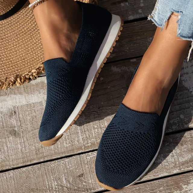 Dames Instappers met Ronde Neus en Antislip Zool Marine Blauw