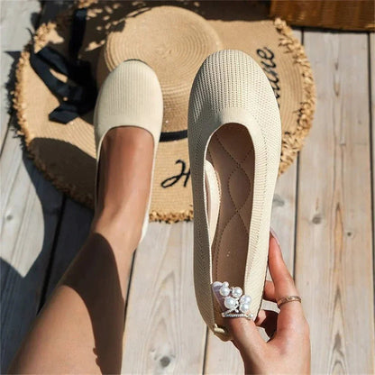 Dames Instapschoenen met Brede Teenruimte en Ronde Neus Beige