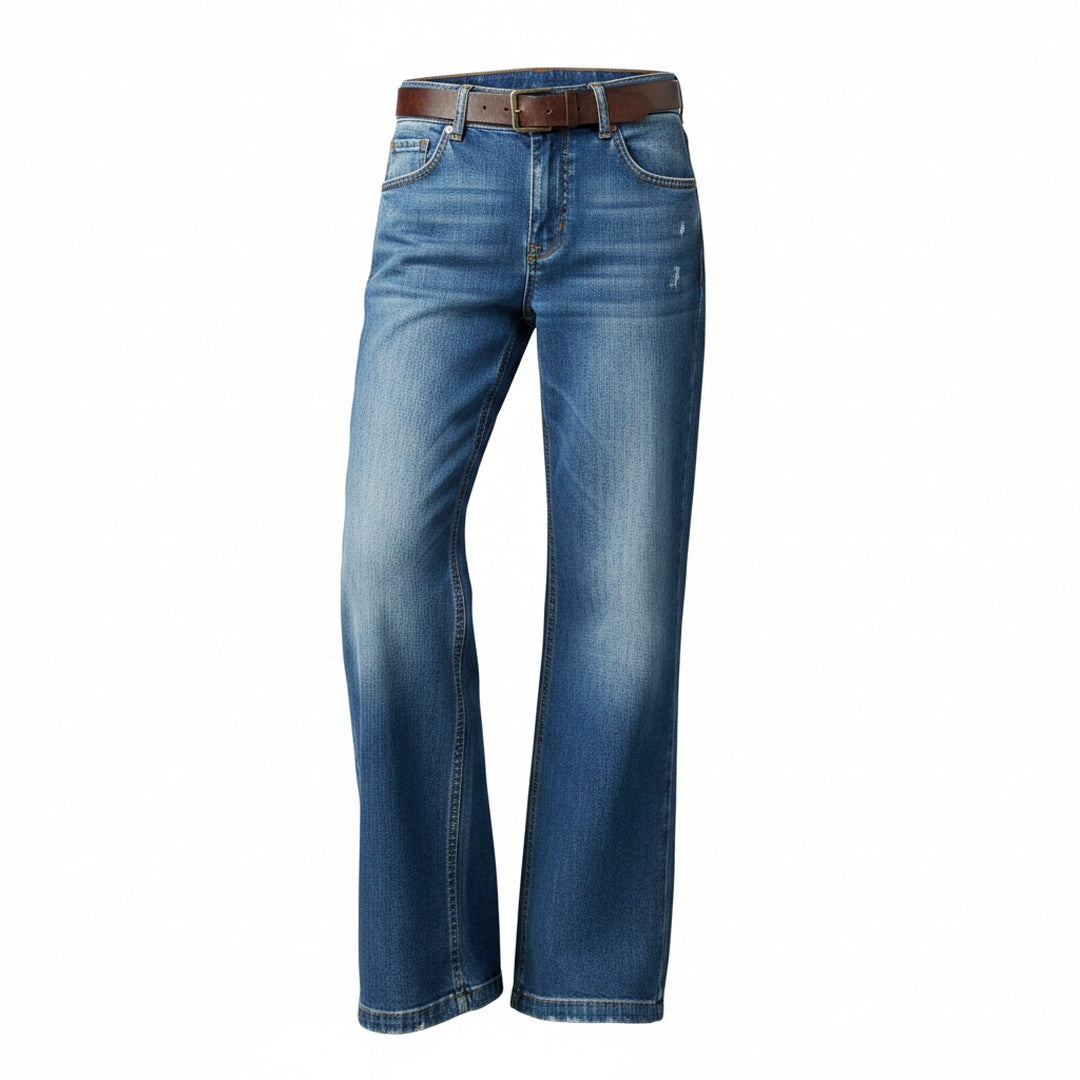 Dames Jeans Wide Leg met Vintage Wassing en Hoge Taille