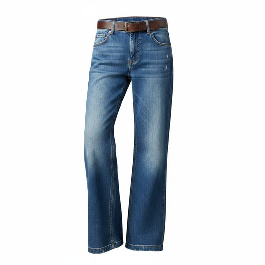 Dames Jeans Wide Leg met Vintage Wassing en Hoge Taille
