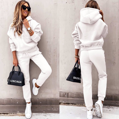 Dames Joggingpak met Hoodie en Elastische Taille Oversized Fit Wit