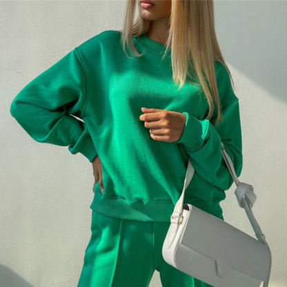 Dames Joggingpak met Oversized Sweater en Wide Leg Broek