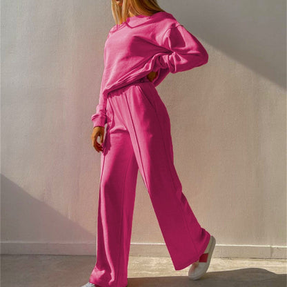 Dames Joggingpak met Oversized Sweater en Wide Leg Broek Roze
