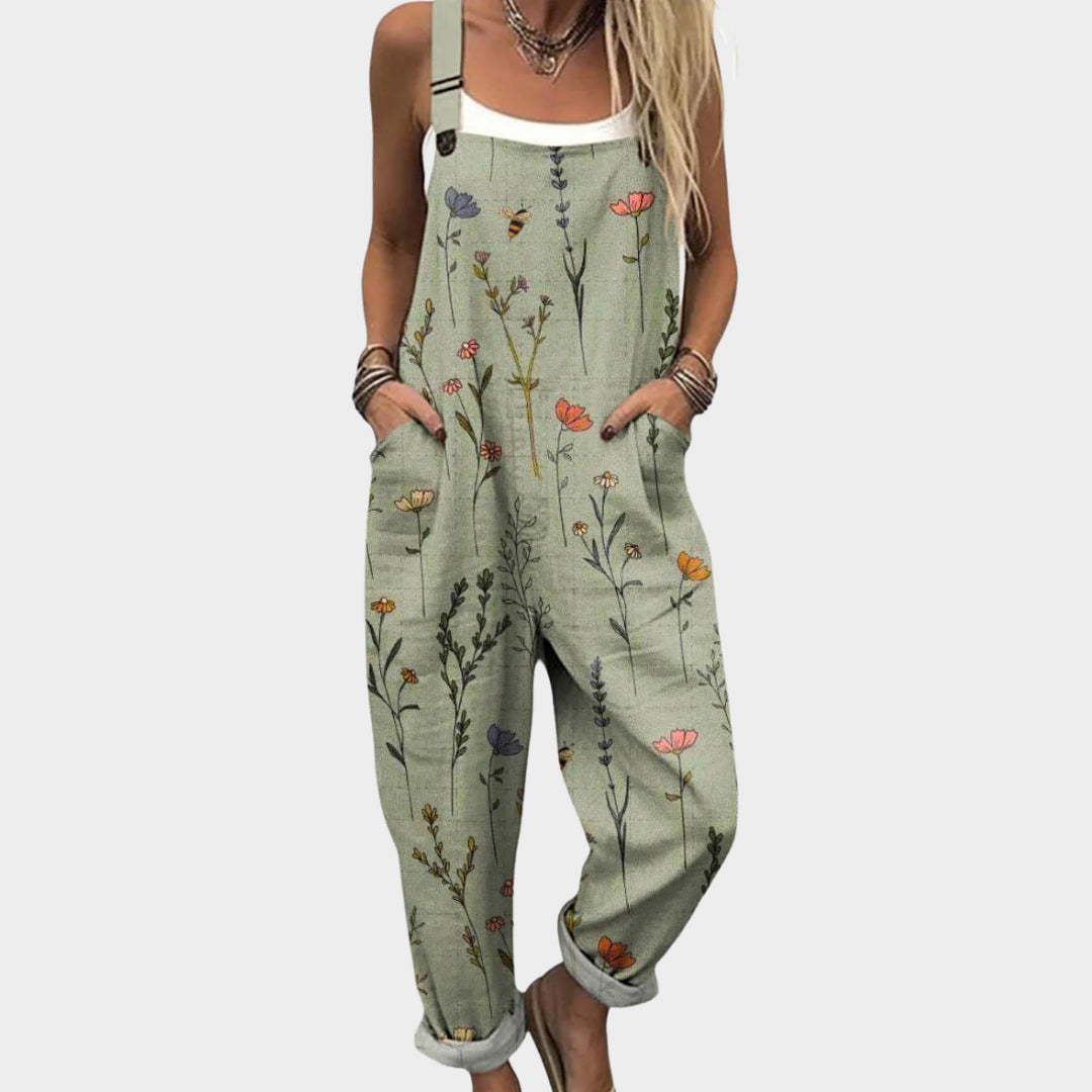 Dames Jumpsuit met Bloemenprint en Verstelbare Schouderbanden