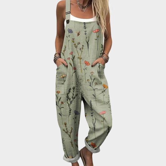 Dames Jumpsuit met Bloemenprint en Verstelbare Schouderbanden